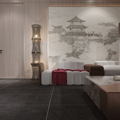 Black Stone Effect Floor Tiles