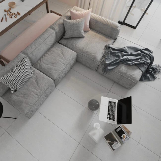 White Stone Effect Floor Tiles
